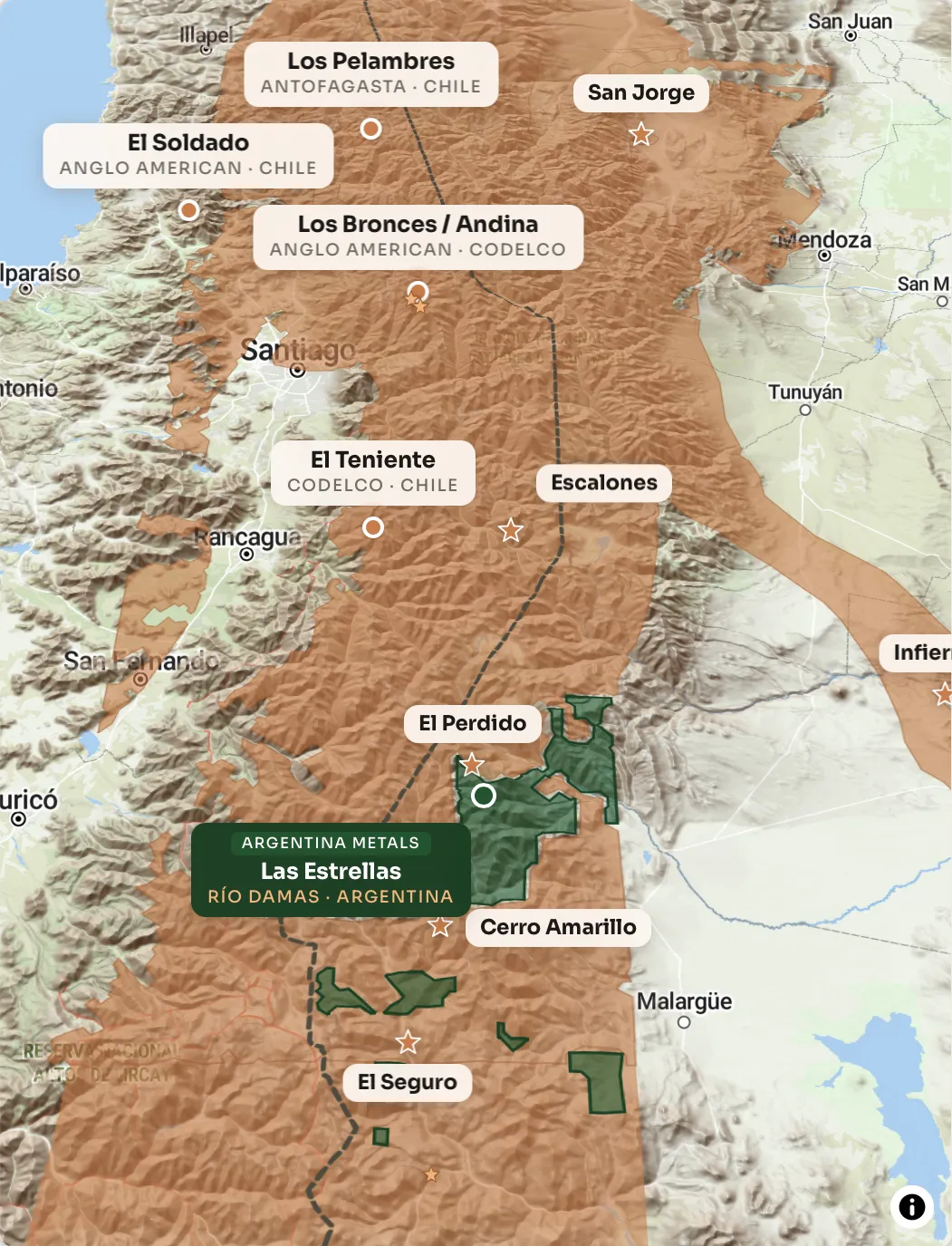 Southern Andes copper belt across the Chile–Argentina border with Argentina Metals' Las Estrellas flagship